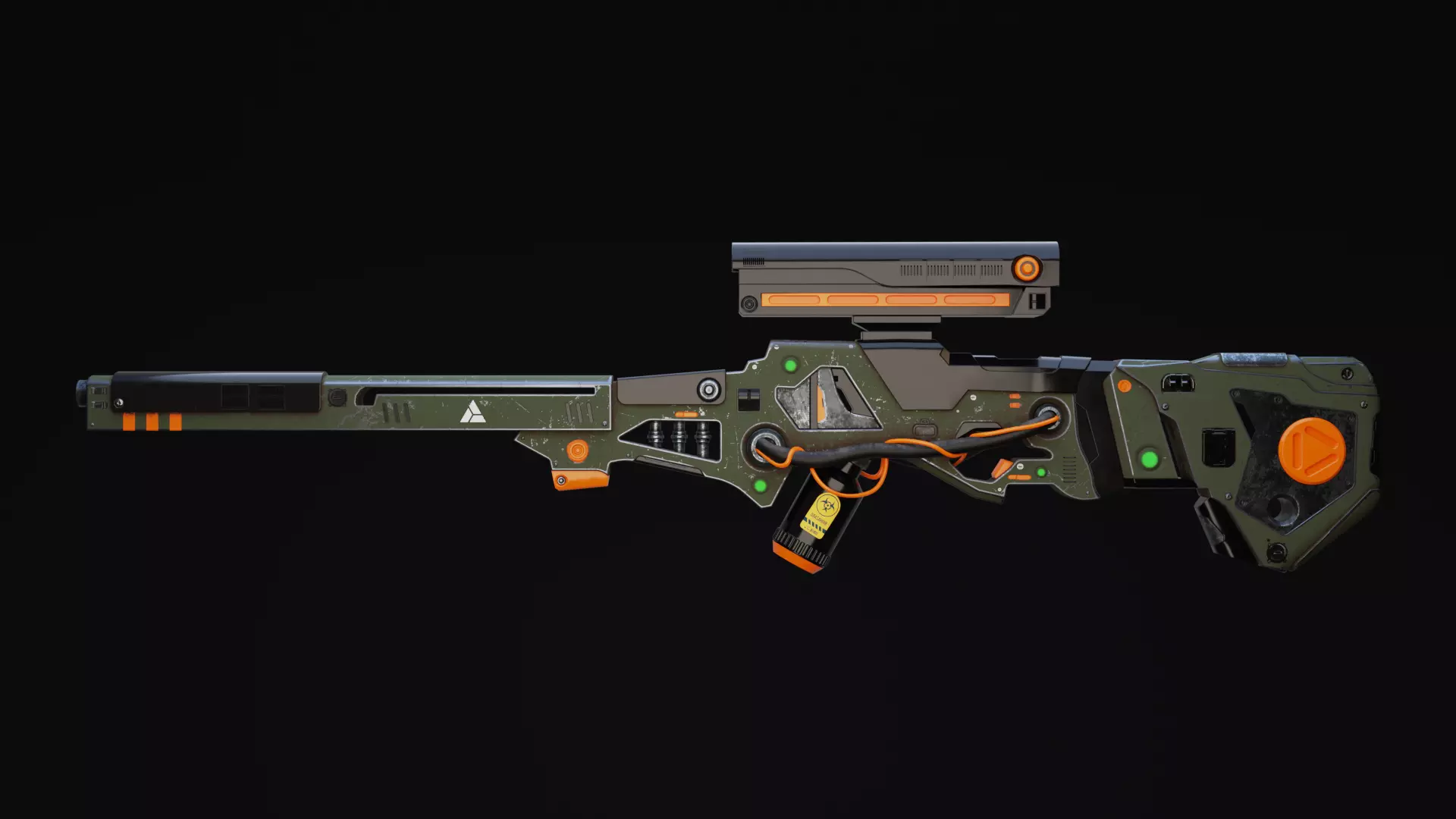 Zyphon Rifle Scifi Game Ready Low-poly 3D model_0