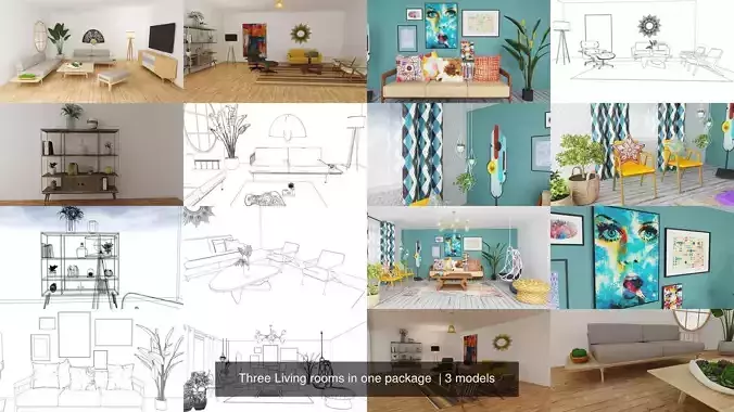 Three Living rooms in one package 