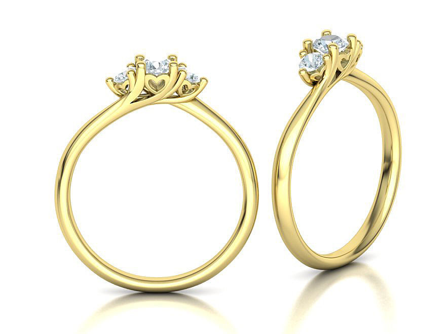 Three Stone Engagement ring Paradise design 3dmodel 3D print model_5