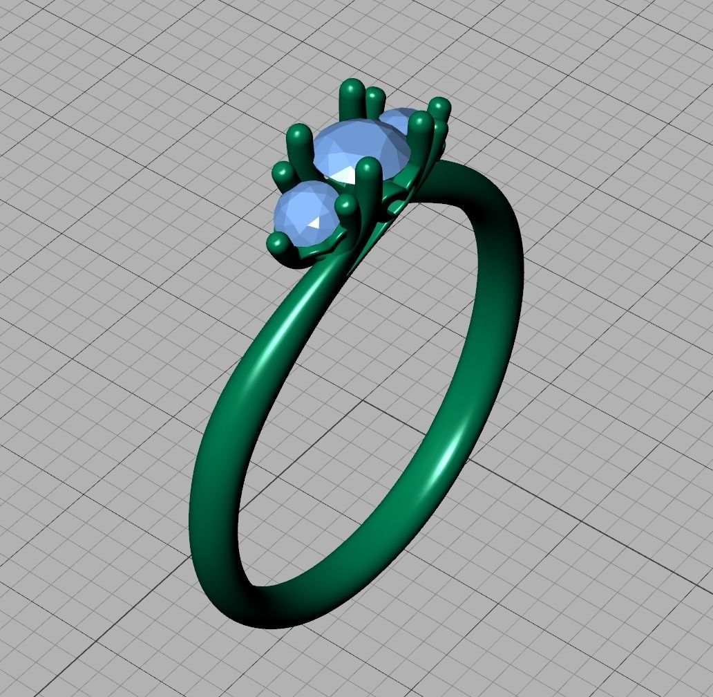 Three Stone Engagement ring Paradise design 3dmodel 3D print model_22