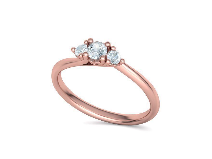 Three Stone Engagement ring Paradise design 3dmodel 3D print model_27