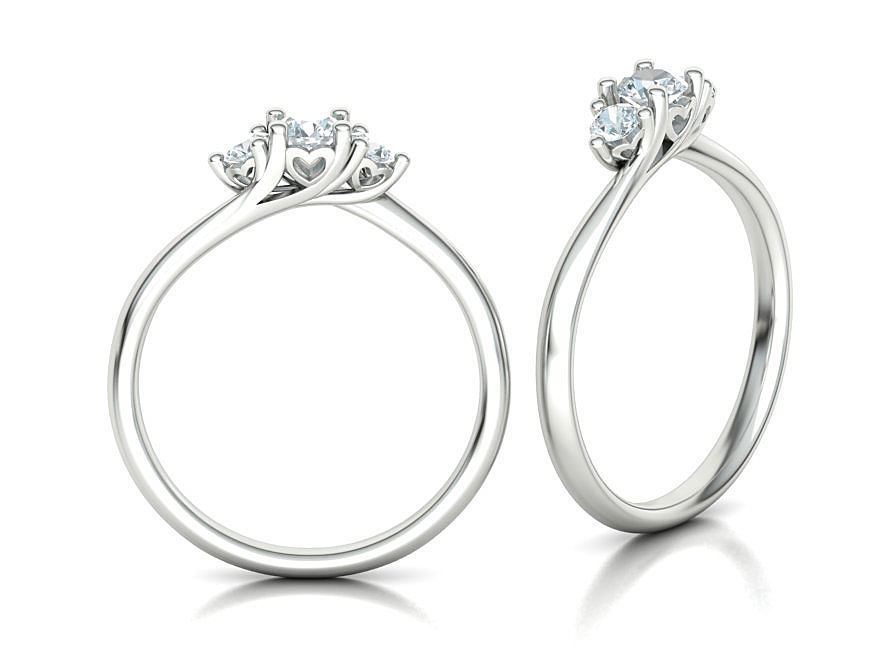 Three Stone Engagement ring Paradise design 3dmodel 3D print model_4