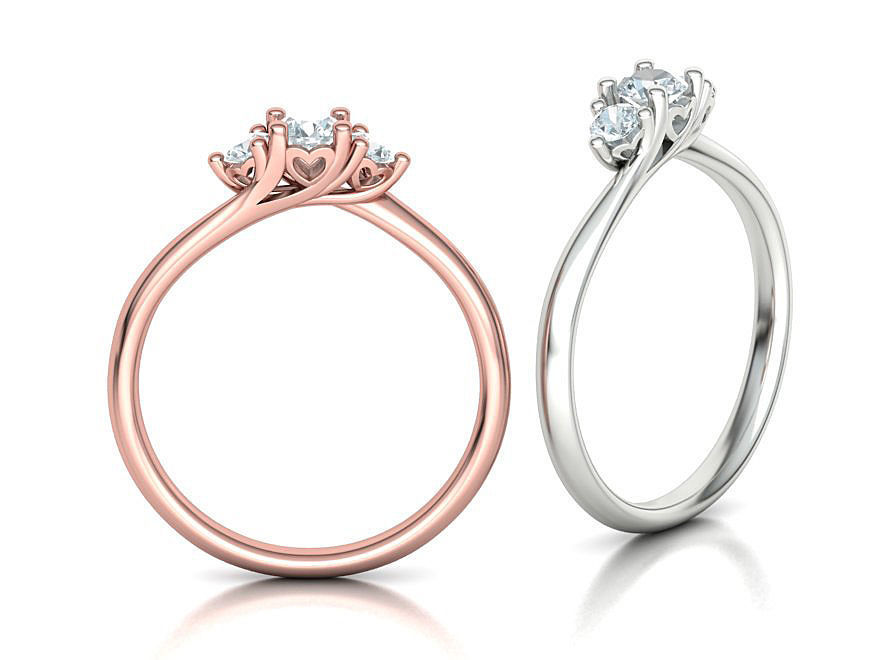 Three Stone Engagement ring Paradise design 3dmodel 3D print model_2