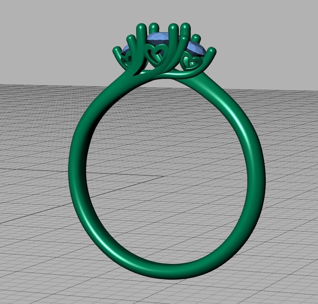 Three Stone Engagement ring Paradise design 3dmodel 3D print model_19