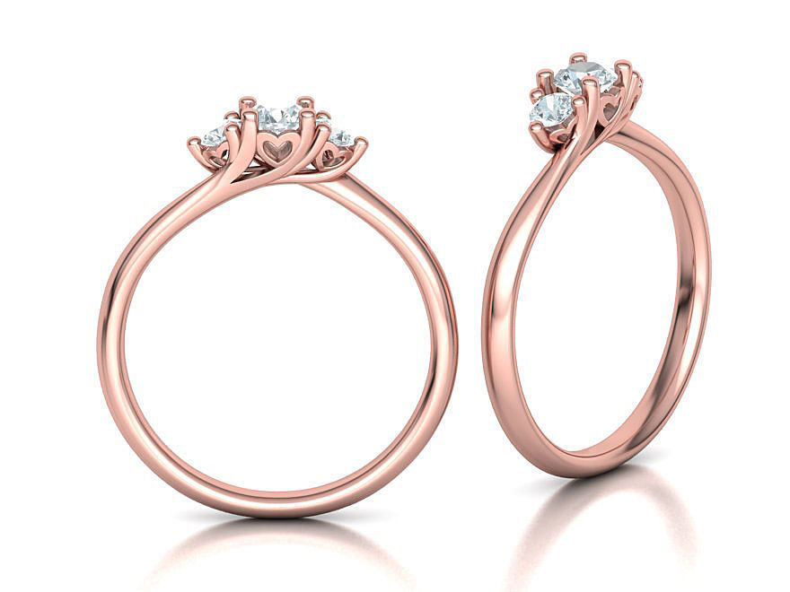 Three Stone Engagement ring Paradise design 3dmodel 3D print model_3