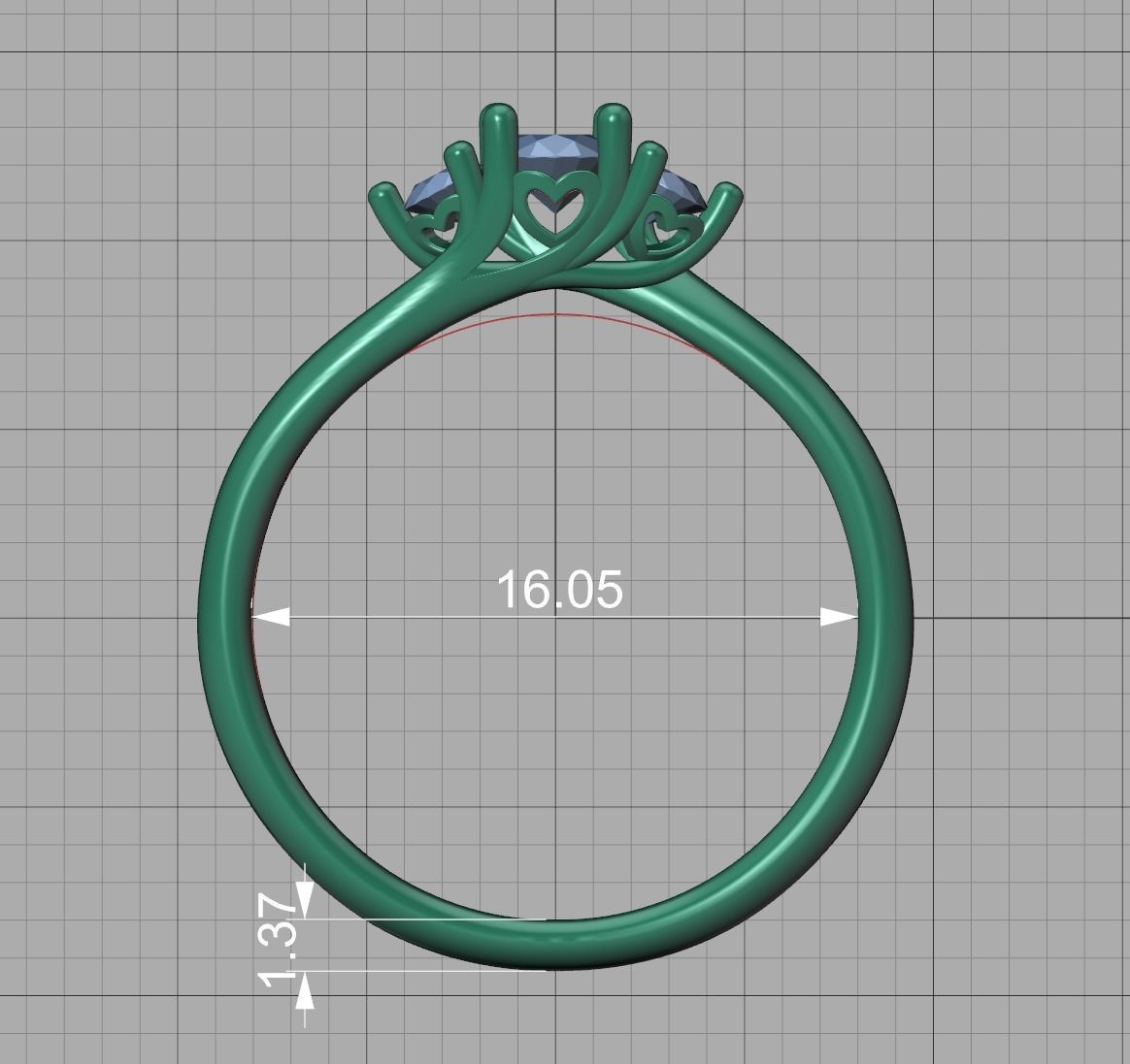 Three Stone Engagement ring Paradise design 3dmodel 3D print model_14