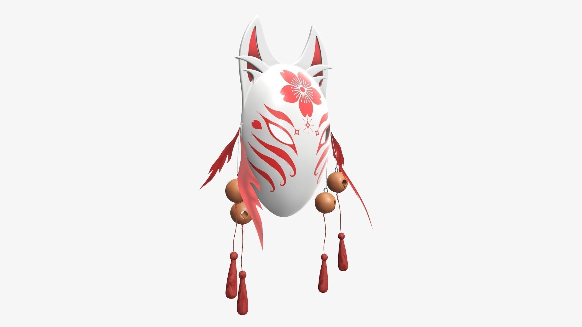 Japanese kitsune fox rabbit demon mask 3D Model Collection_15