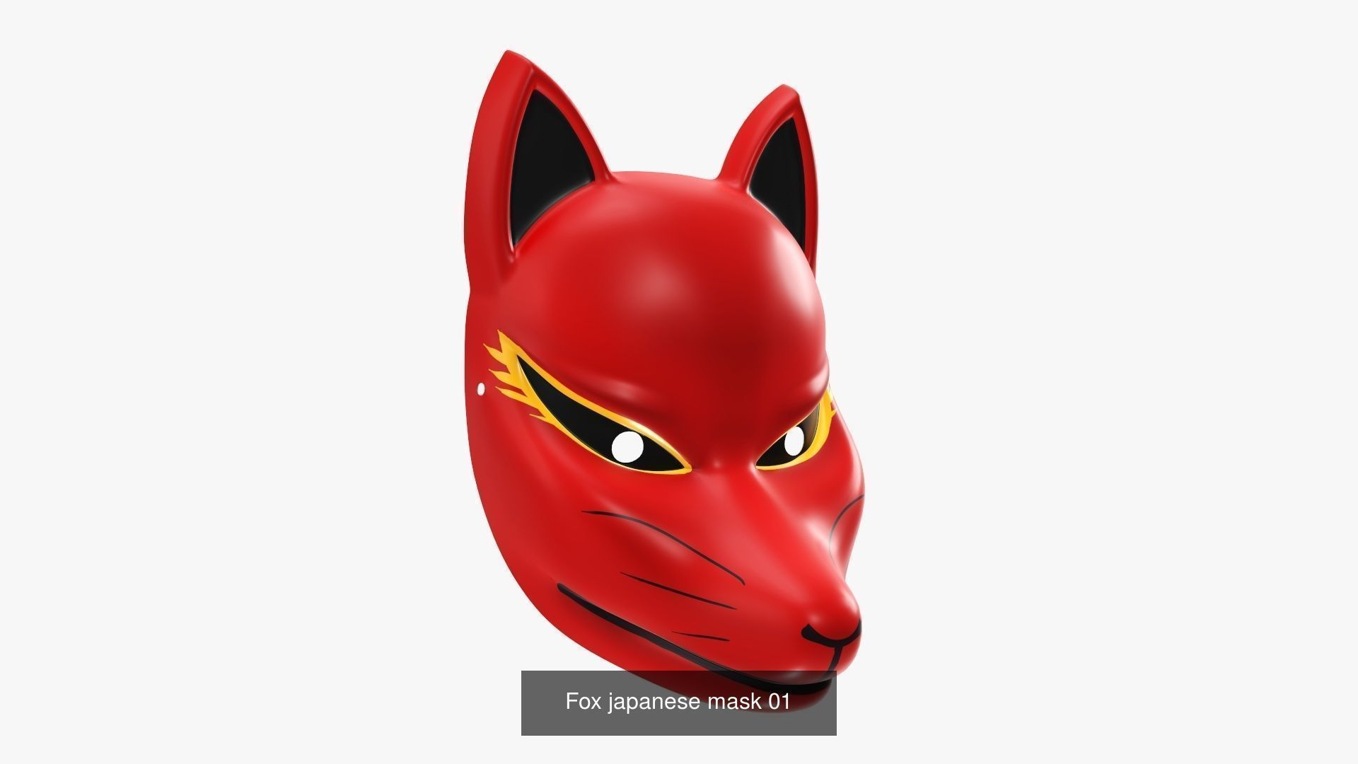Japanese kitsune fox rabbit demon mask 3D Model Collection_8
