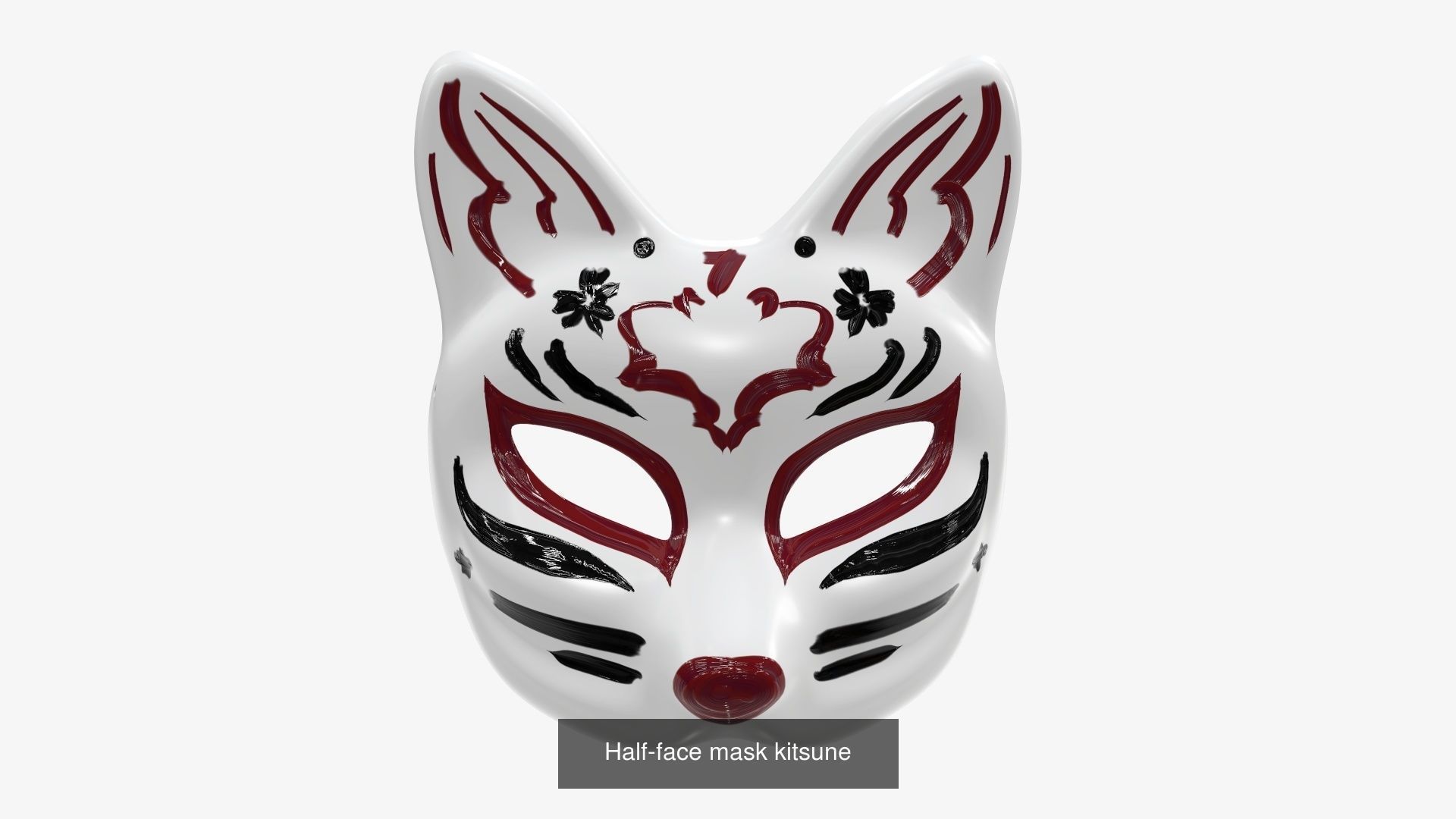 Japanese kitsune fox rabbit demon mask 3D Model Collection_1
