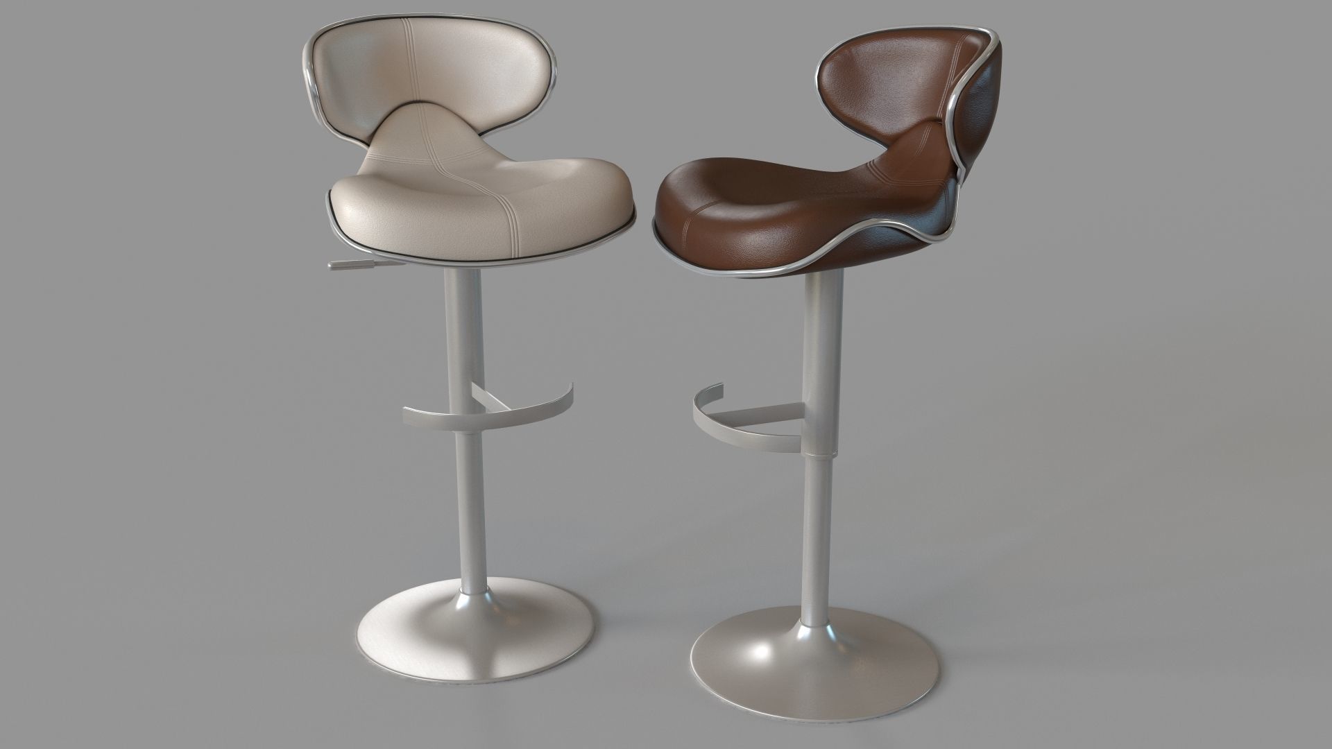 MIX Brushed Stainless Steel Adjustable Height Swivel Bar Stool 3D model