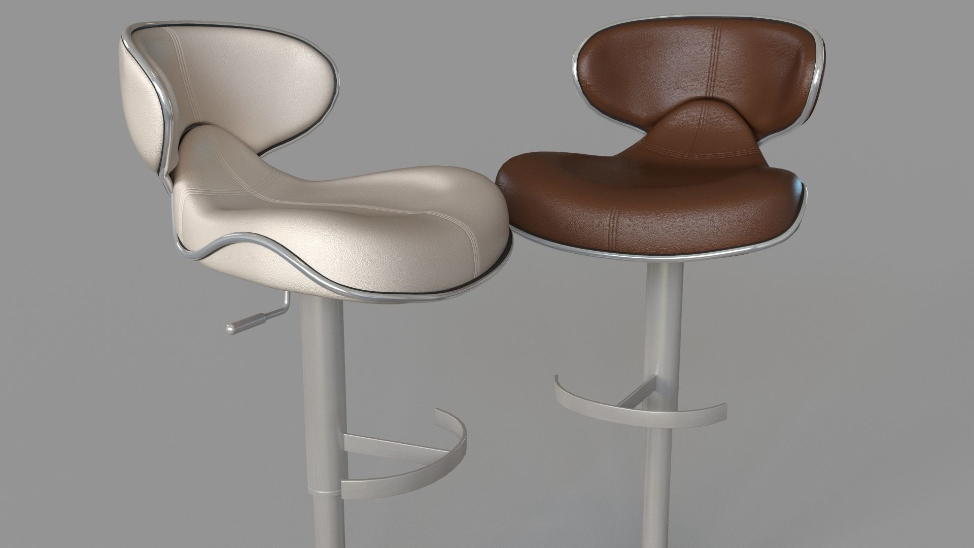 MIX Brushed Stainless Steel Adjustable Height Swivel Bar Stool 3D model