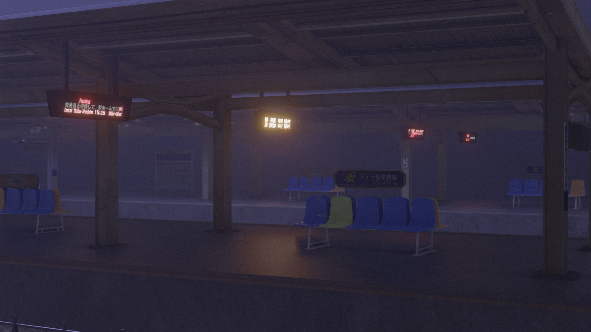 Train Station Environment Modelling Low-poly 3D model_10