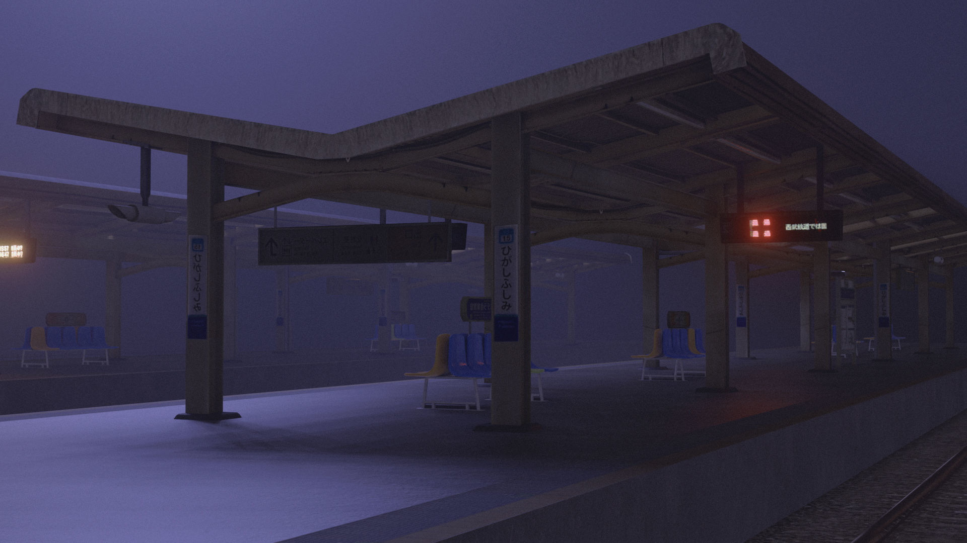 Train Station Environment Modelling Low-poly 3D model_8