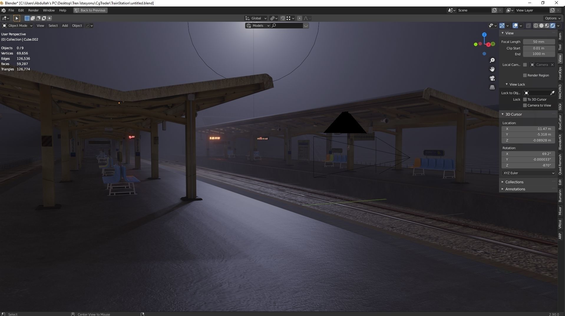 Train Station Environment Modelling Low-poly 3D model_18
