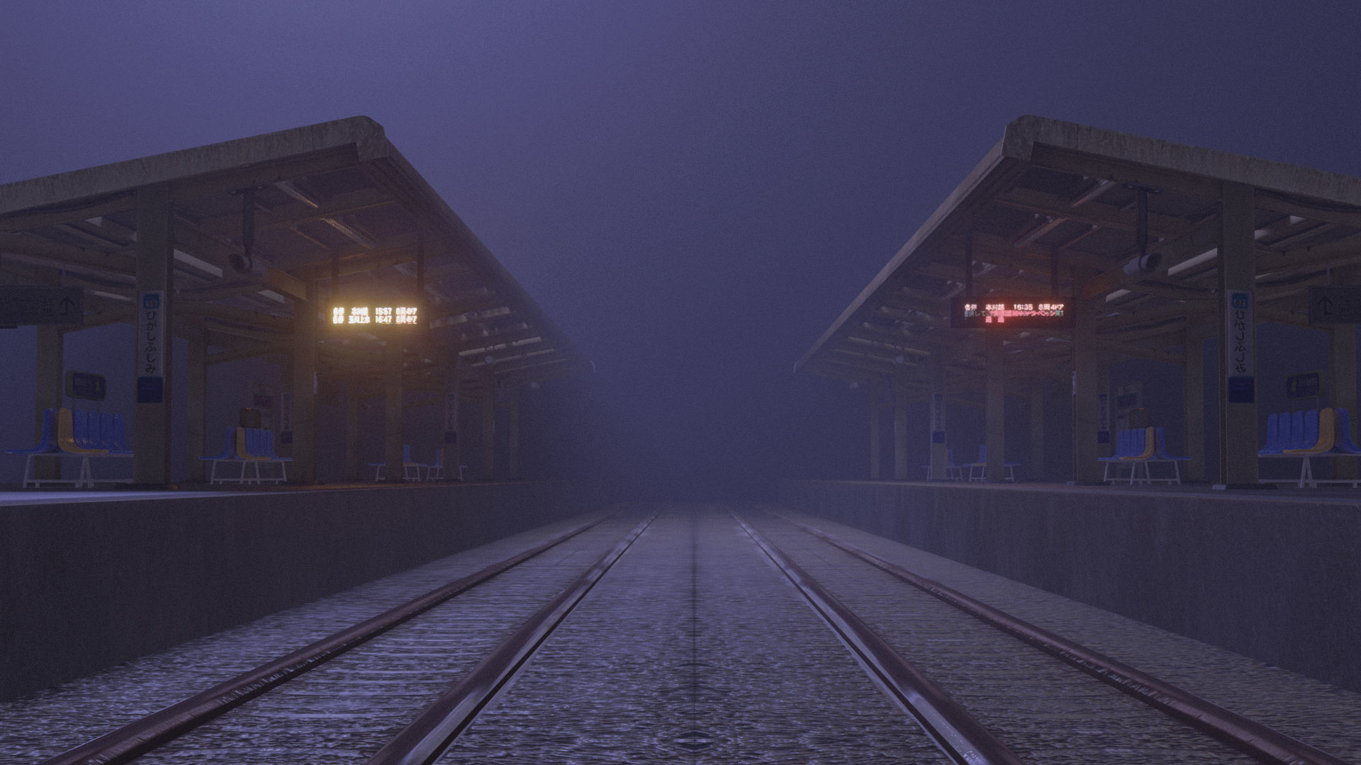 Train Station Environment Modelling Low-poly 3D model_16