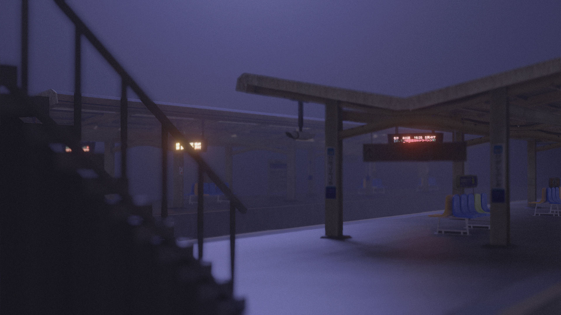 Train Station Environment Modelling Low-poly 3D model_15