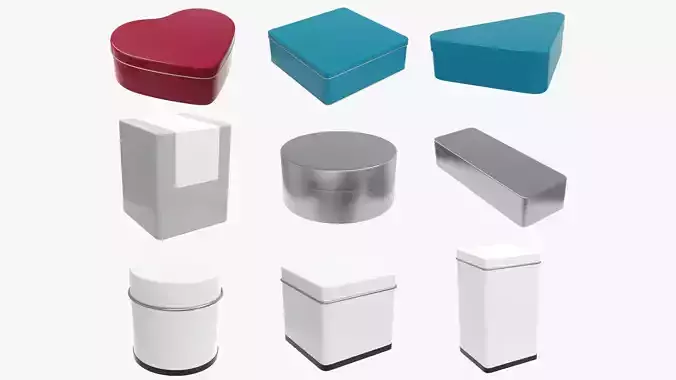 metal tin cans various shapes 3D Model Collection