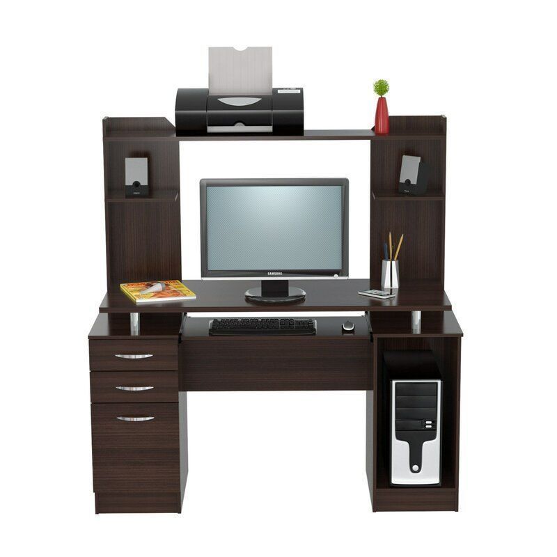 Bengal Work Center Computer Desk with Hutch 3D model_3