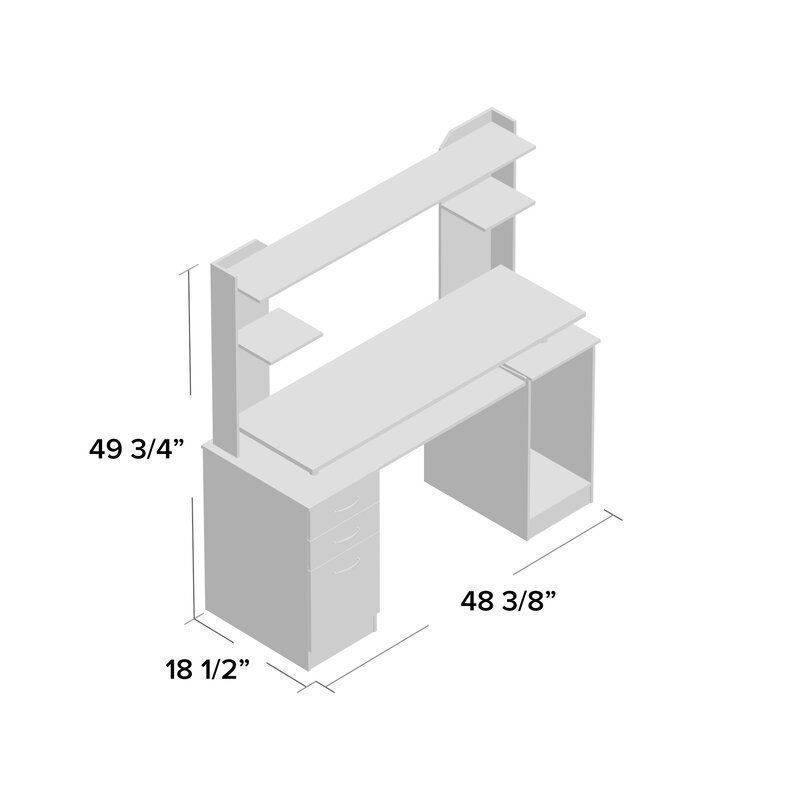 Bengal Work Center Computer Desk with Hutch 3D model_1