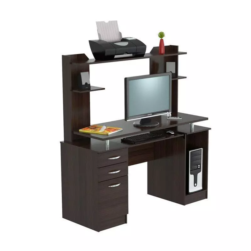 Bengal Work Center Computer Desk with Hutch 3D model_0