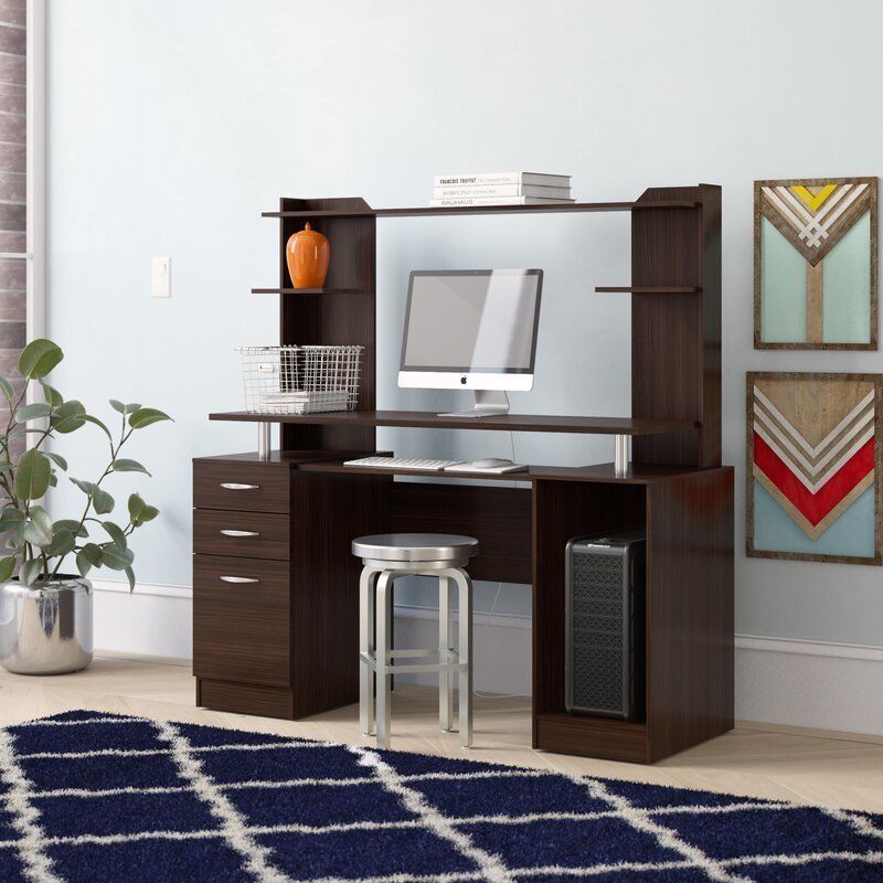 Bengal Work Center Computer Desk with Hutch 3D model_4