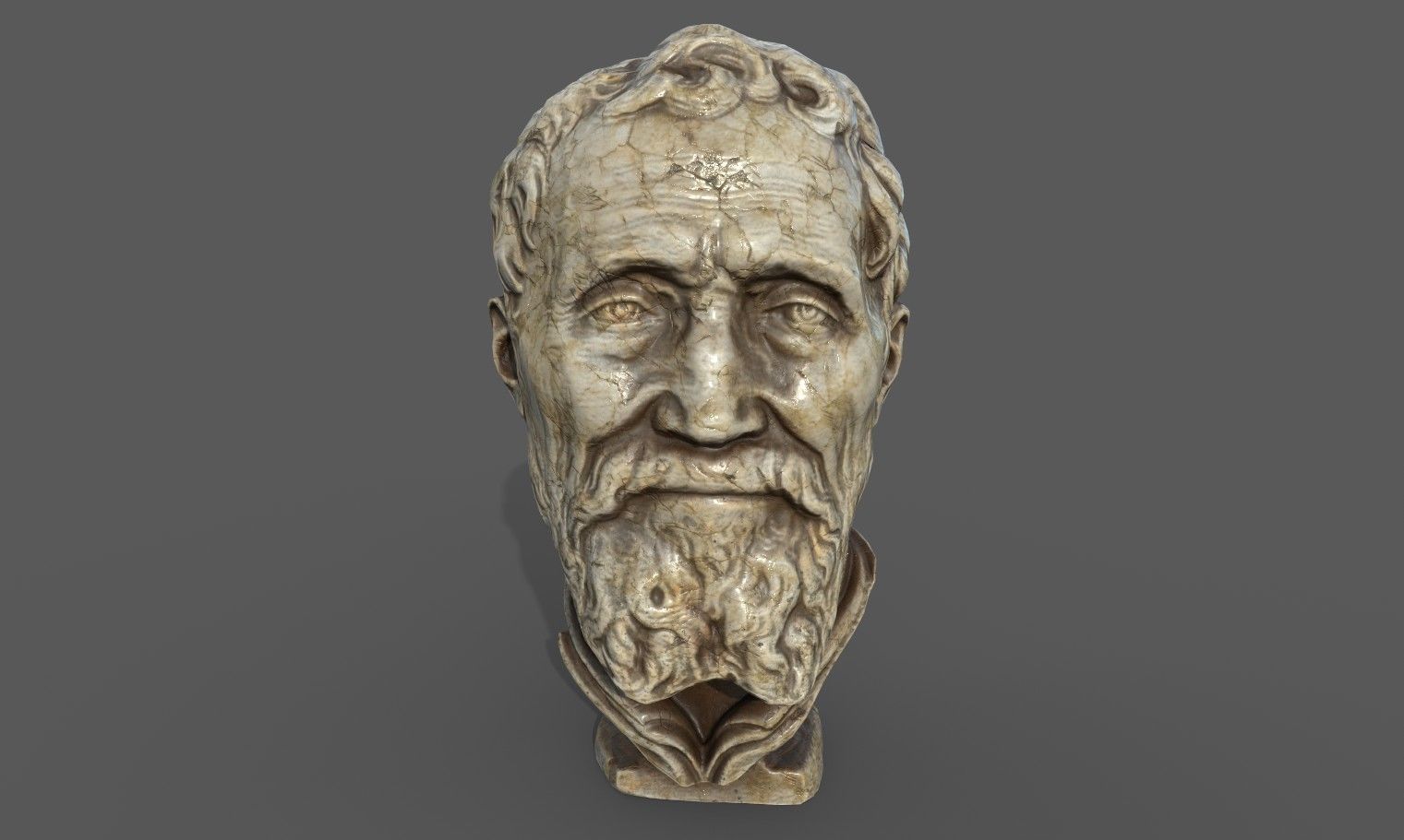 Michelangelo bust of man with beard Low-poly 3D model_20