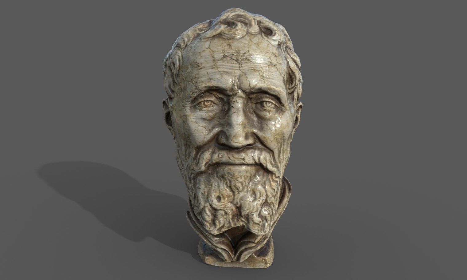 Michelangelo bust of man with beard Low-poly 3D model_18
