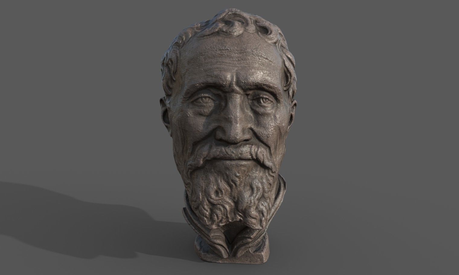 Michelangelo bust of man with beard Low-poly 3D model_8