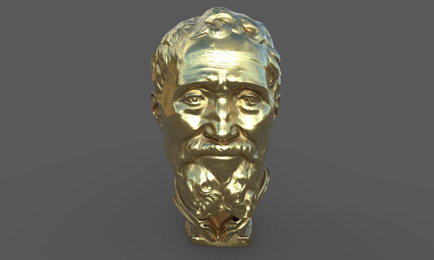 Michelangelo bust of man with beard Low-poly 3D model_35