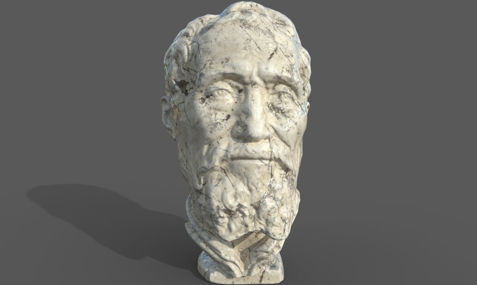 Michelangelo bust of man with beard Low-poly 3D model_29