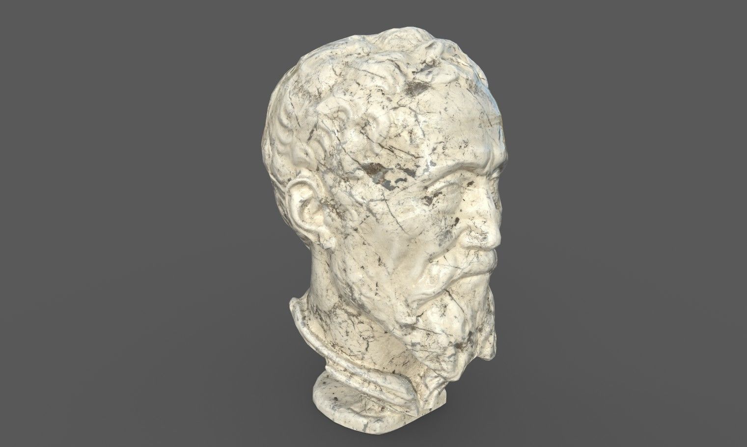 Michelangelo bust of man with beard Low-poly 3D model_24