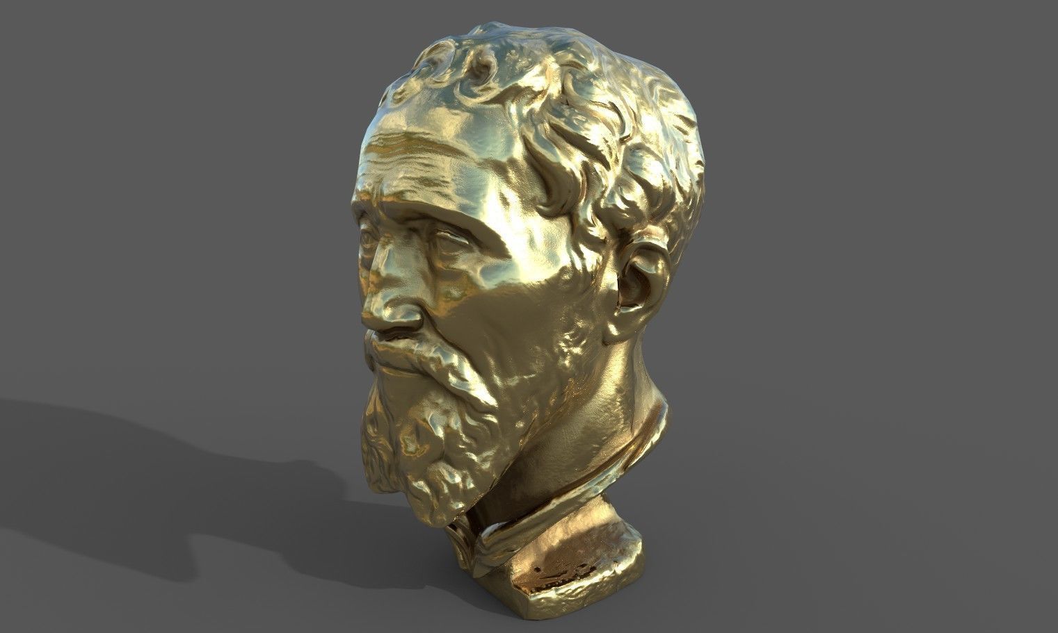 Michelangelo bust of man with beard Low-poly 3D model_38