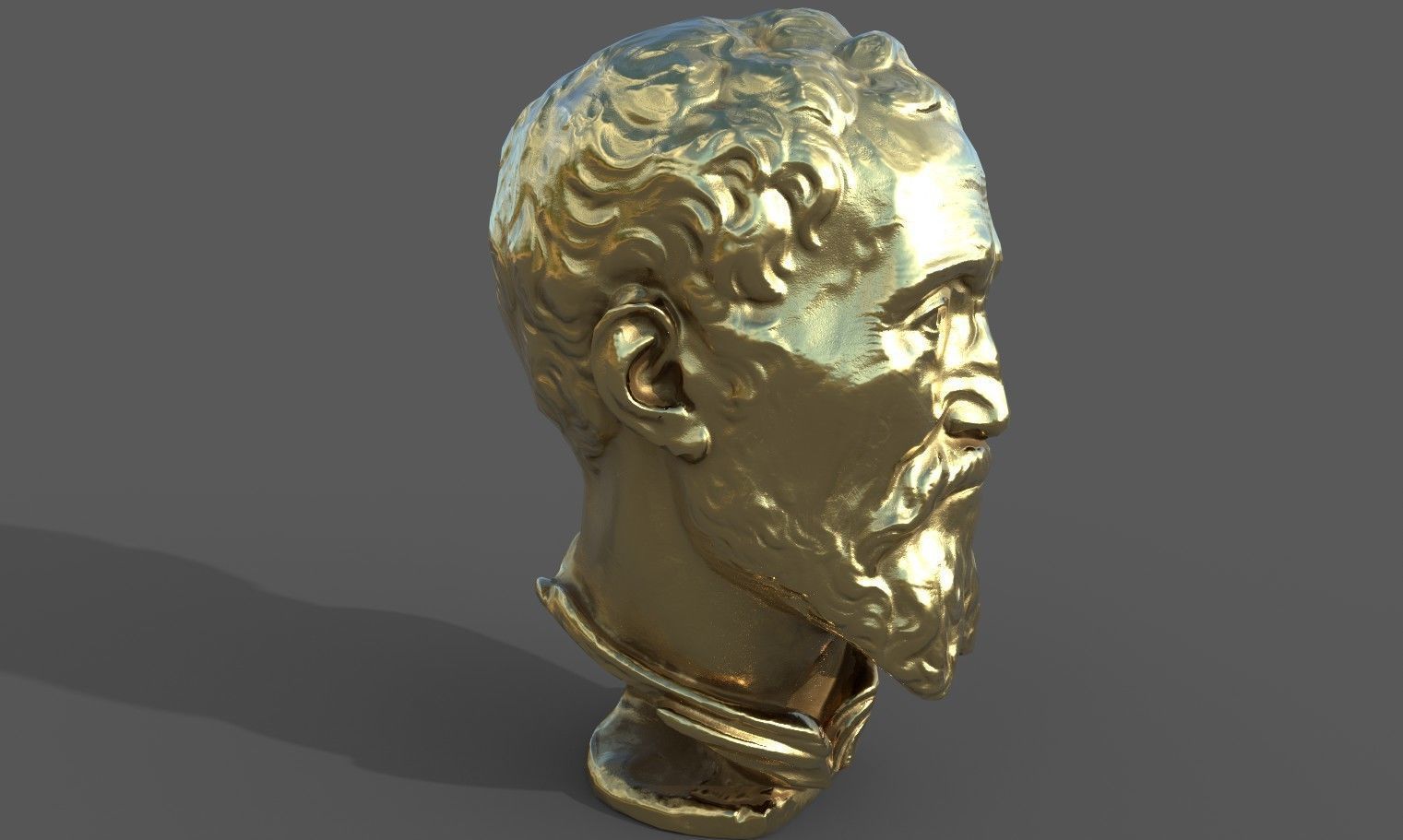 Michelangelo bust of man with beard Low-poly 3D model_36
