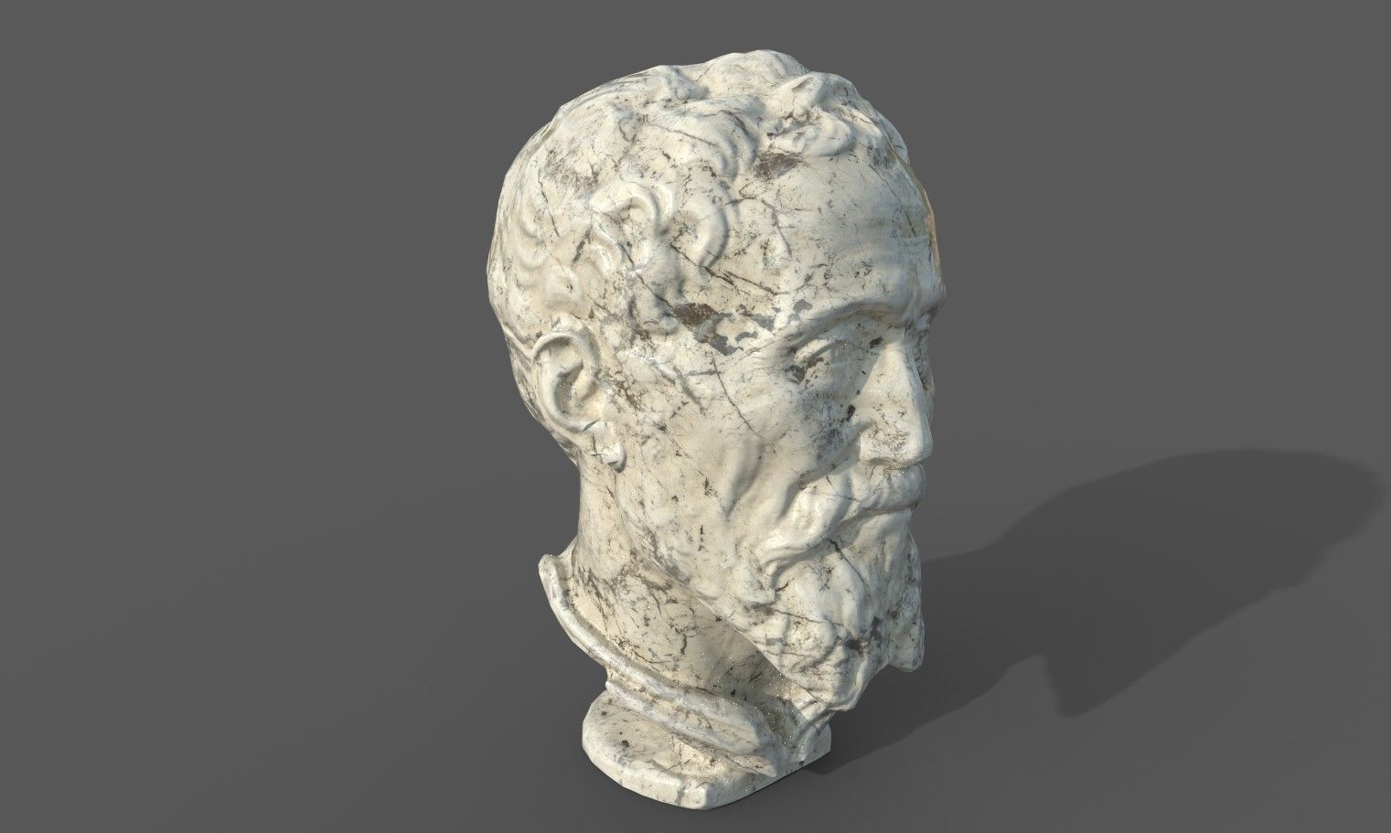 Michelangelo bust of man with beard Low-poly 3D model_25