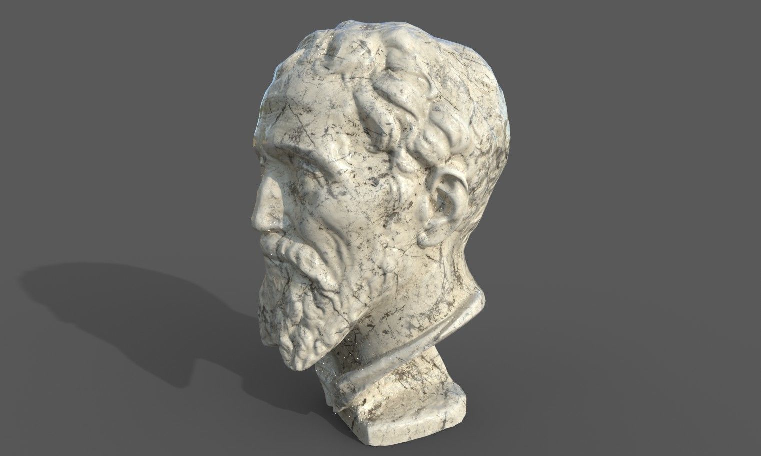 Michelangelo bust of man with beard Low-poly 3D model_32