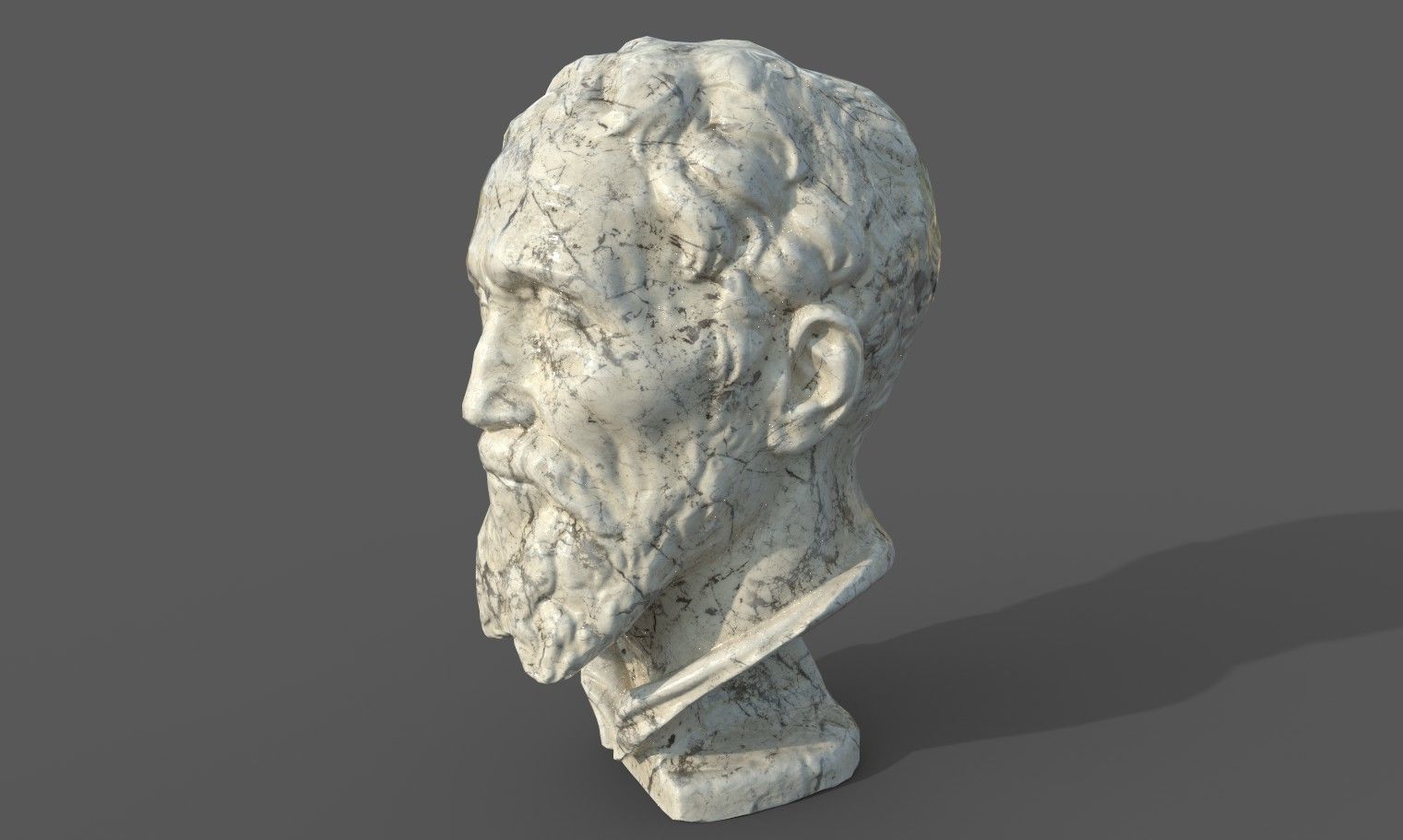 Michelangelo bust of man with beard Low-poly 3D model_31