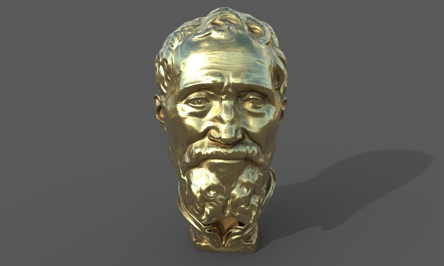 Michelangelo bust of man with beard Low-poly 3D model_34