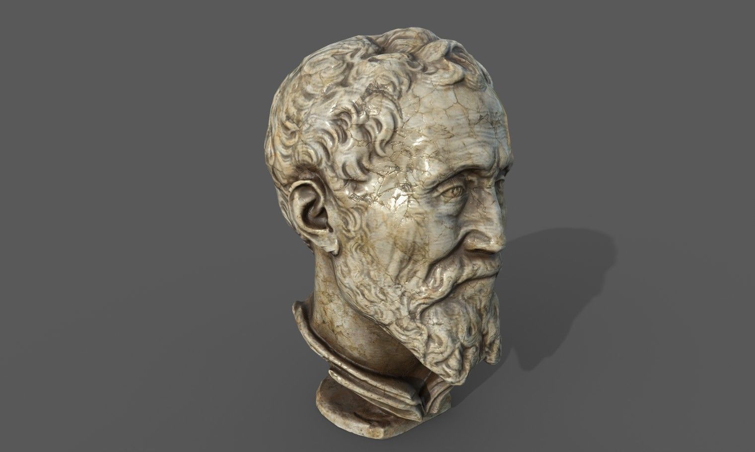 Michelangelo bust of man with beard Low-poly 3D model_13