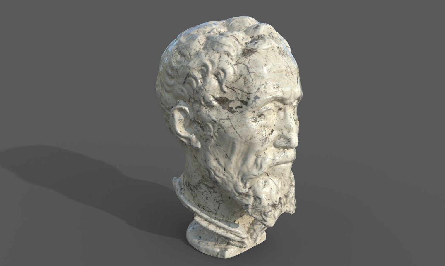 Michelangelo bust of man with beard Low-poly 3D model_26