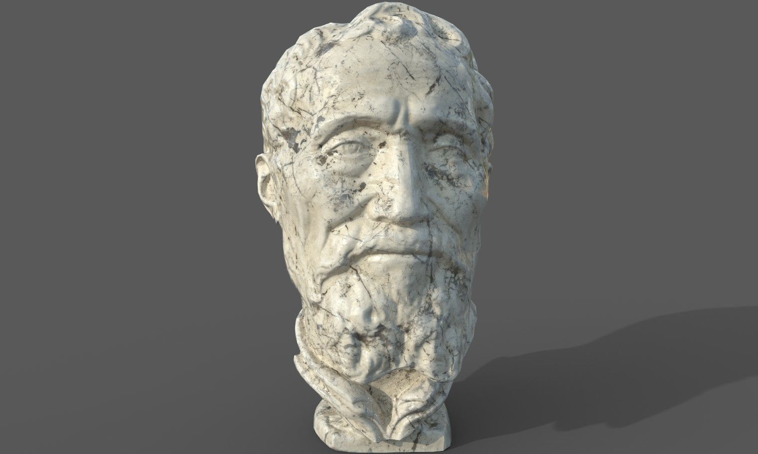 Michelangelo bust of man with beard Low-poly 3D model_28