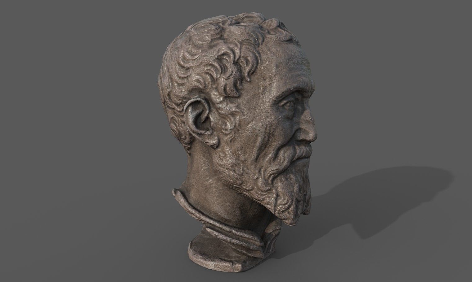 Michelangelo bust of man with beard Low-poly 3D model_9
