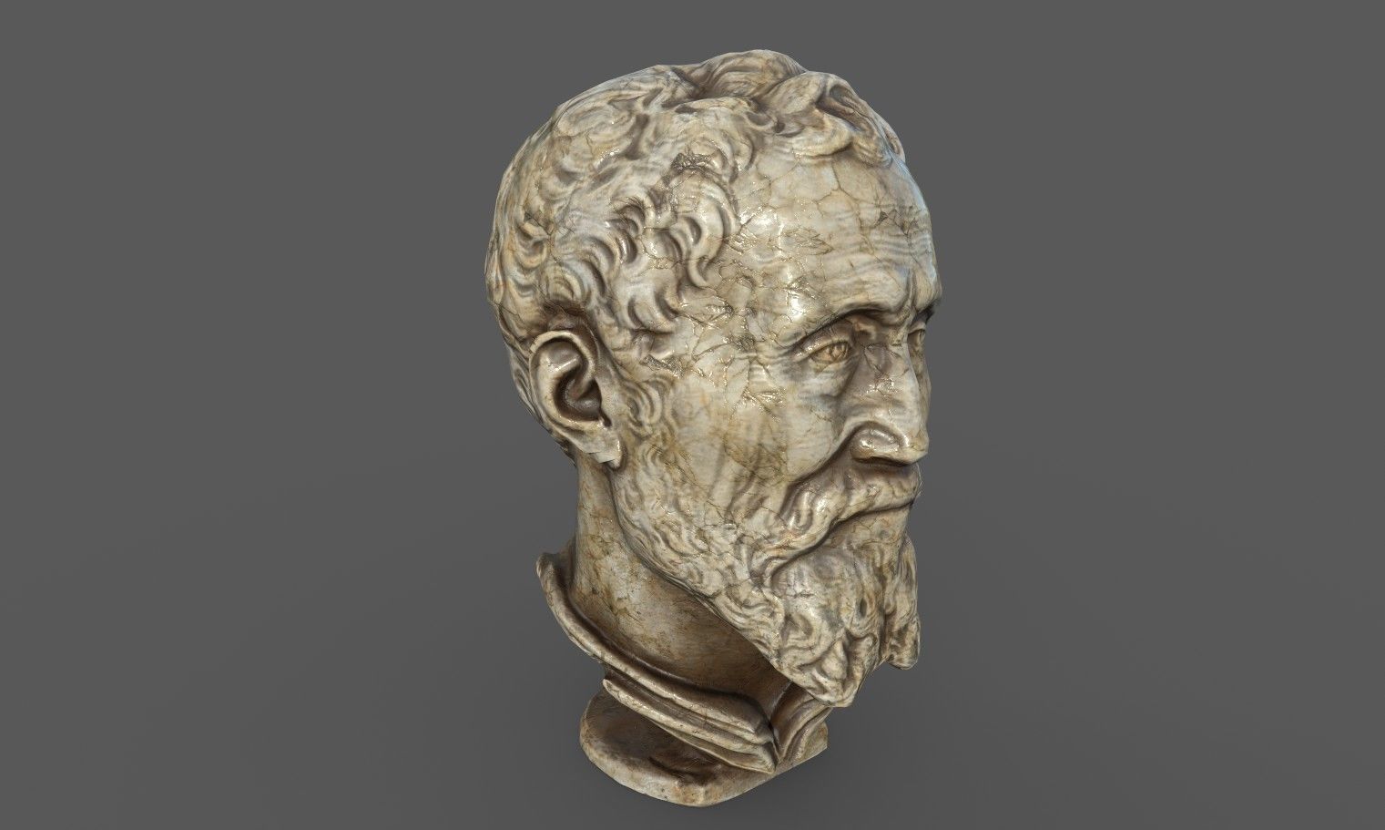 Michelangelo bust of man with beard Low-poly 3D model_15