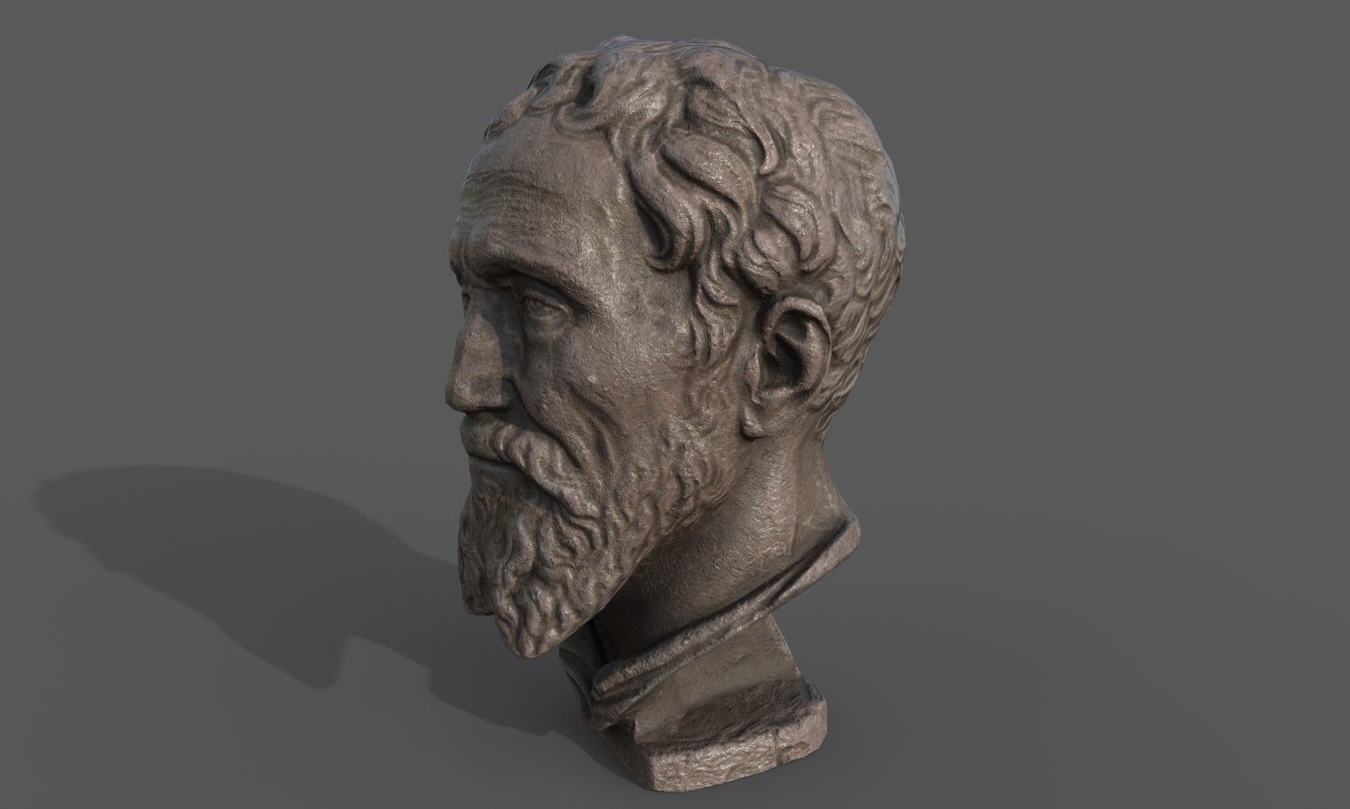 Michelangelo bust of man with beard Low-poly 3D model_5