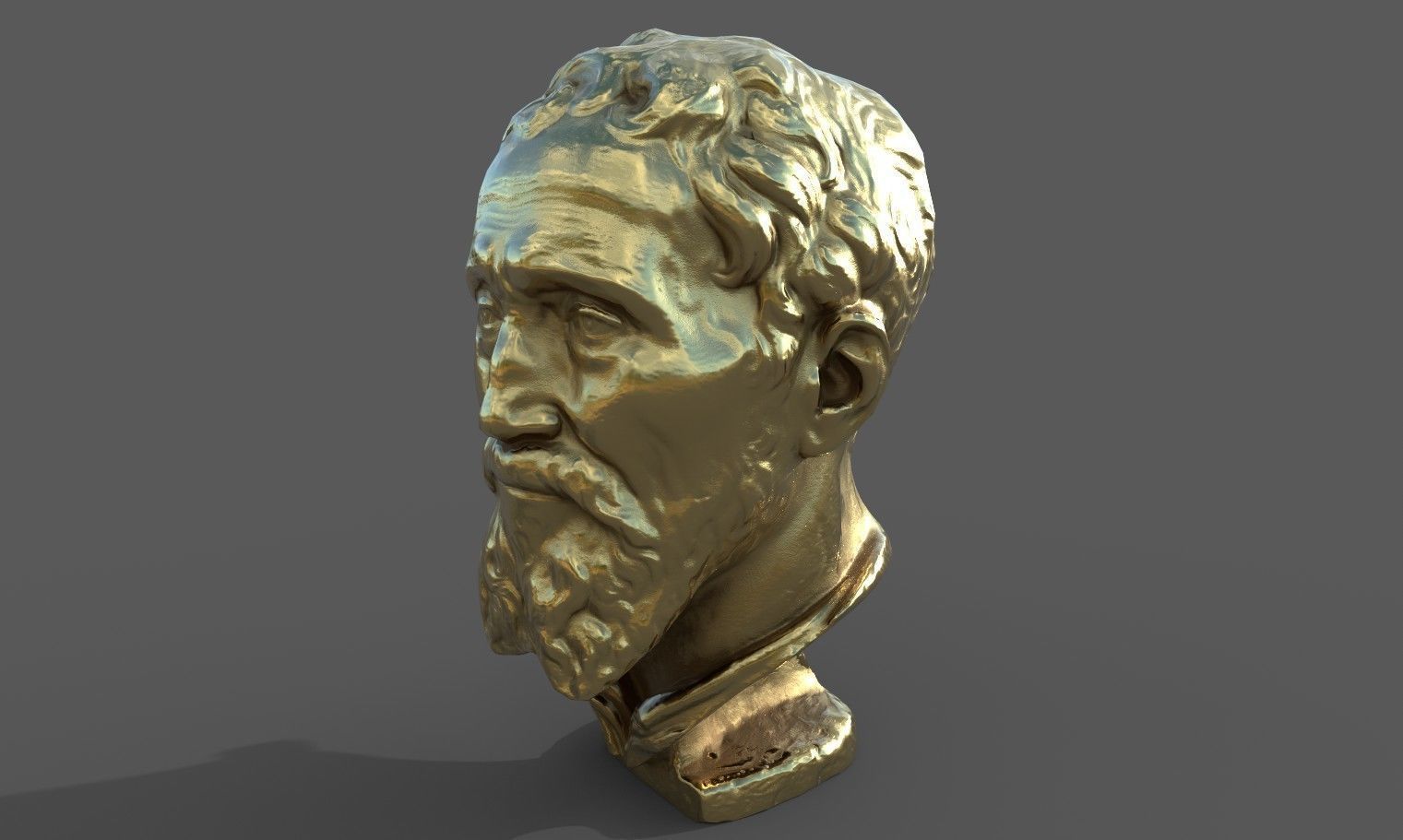 Michelangelo bust of man with beard Low-poly 3D model_39