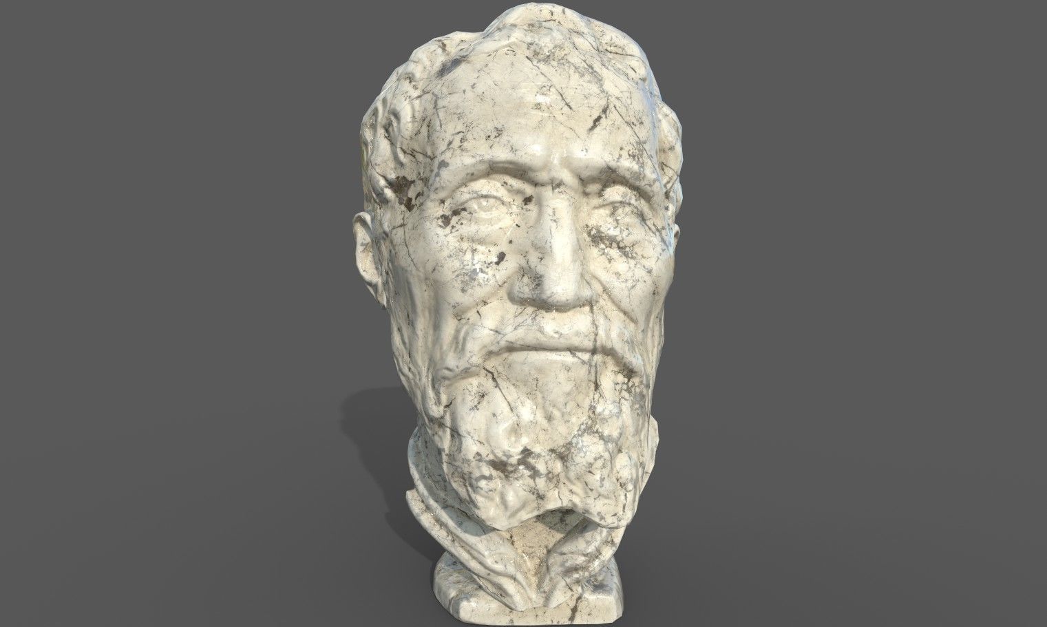 Michelangelo bust of man with beard Low-poly 3D model_27