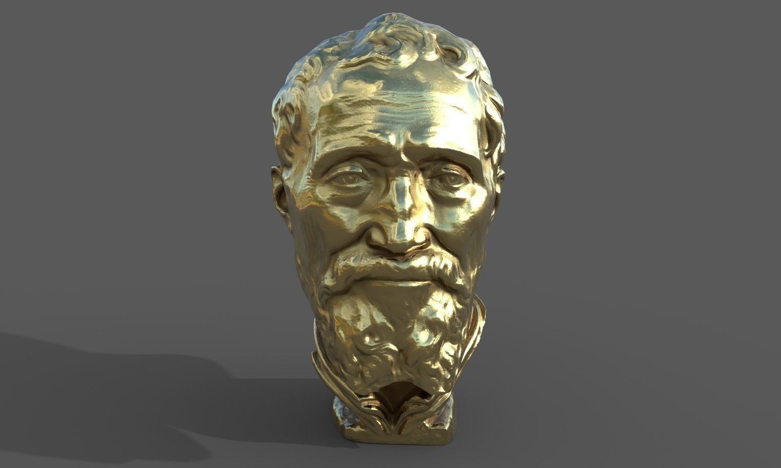 Michelangelo bust of man with beard Low-poly 3D model_33