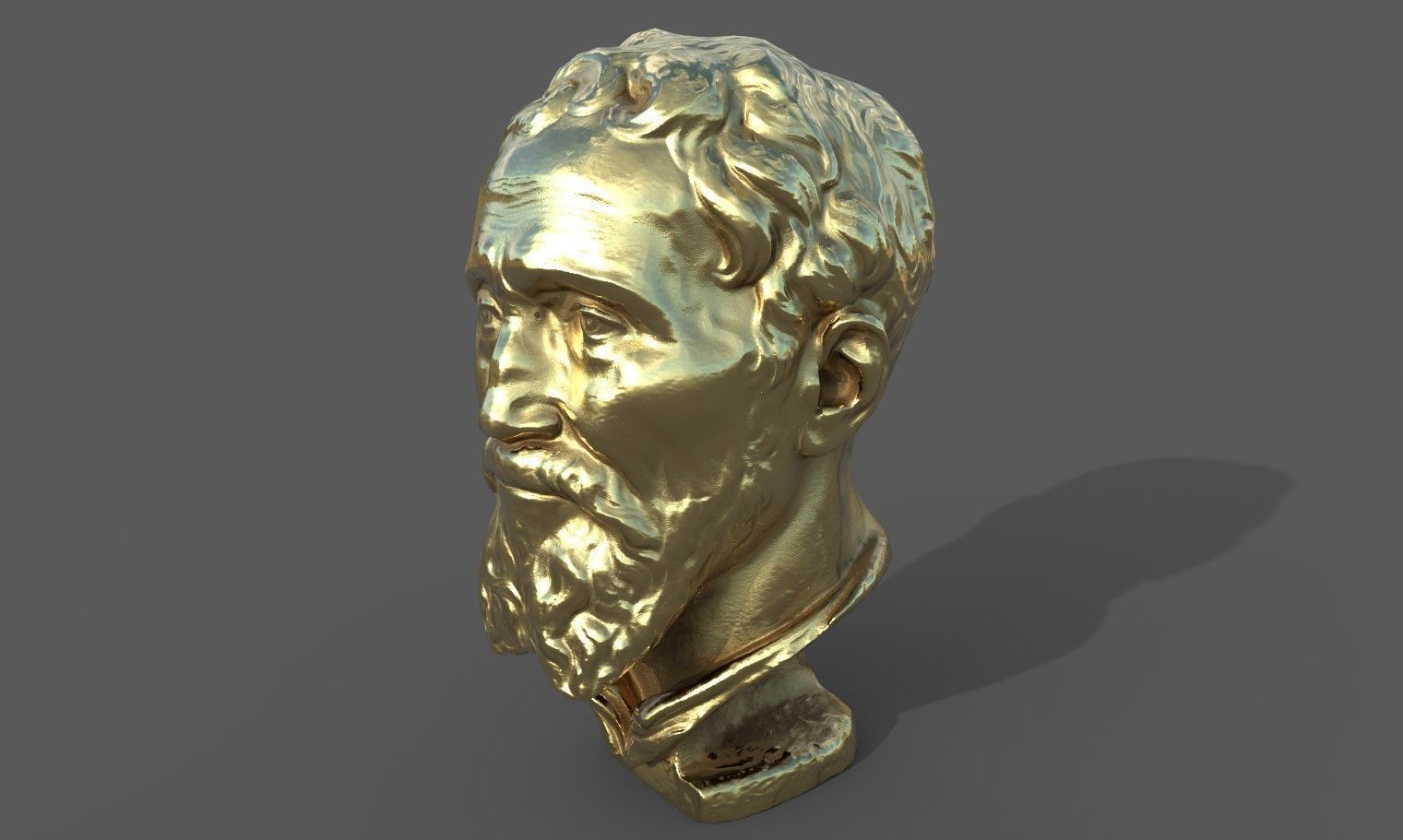 Michelangelo bust of man with beard Low-poly 3D model_37