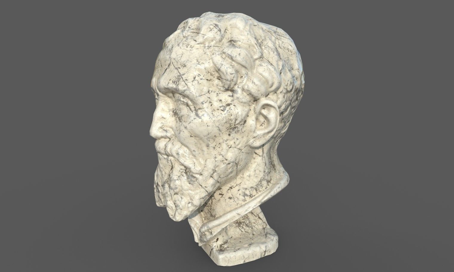 Michelangelo bust of man with beard Low-poly 3D model_30
