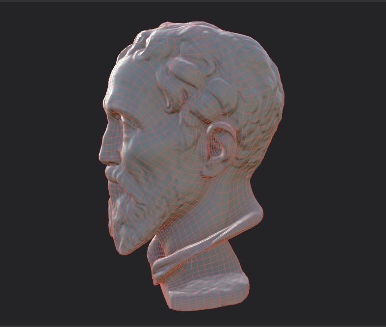 Michelangelo bust of man with beard Low-poly 3D model_41