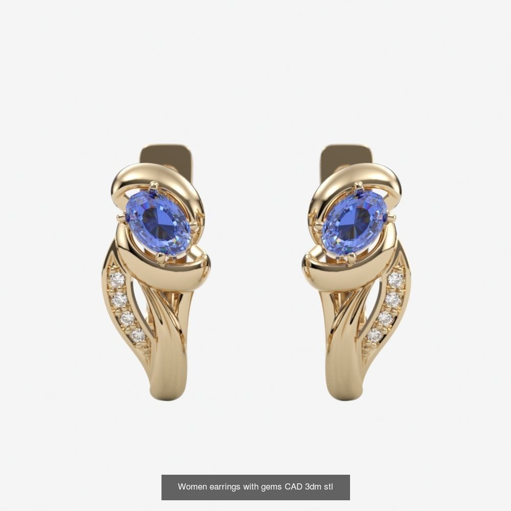 Jewelry set women ring and earrings 3dm stl 3D Model Collection_5